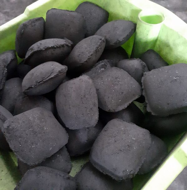 Pillow shaped coconut shell charcoal briquettes